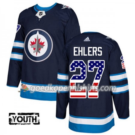 Winnipeg Jets Nikolaj Ehlers 27 Adidas 2017-2018 Navy Blauw USA Flag Fashion Authentic Shirt - Kinderen